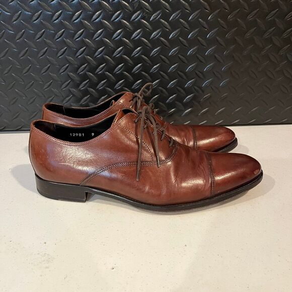 To Boot New York Adam Derrick Italy Cap Toe‎ Oxfords Brown Leather Mens Size 9 - Picture 1 of 7